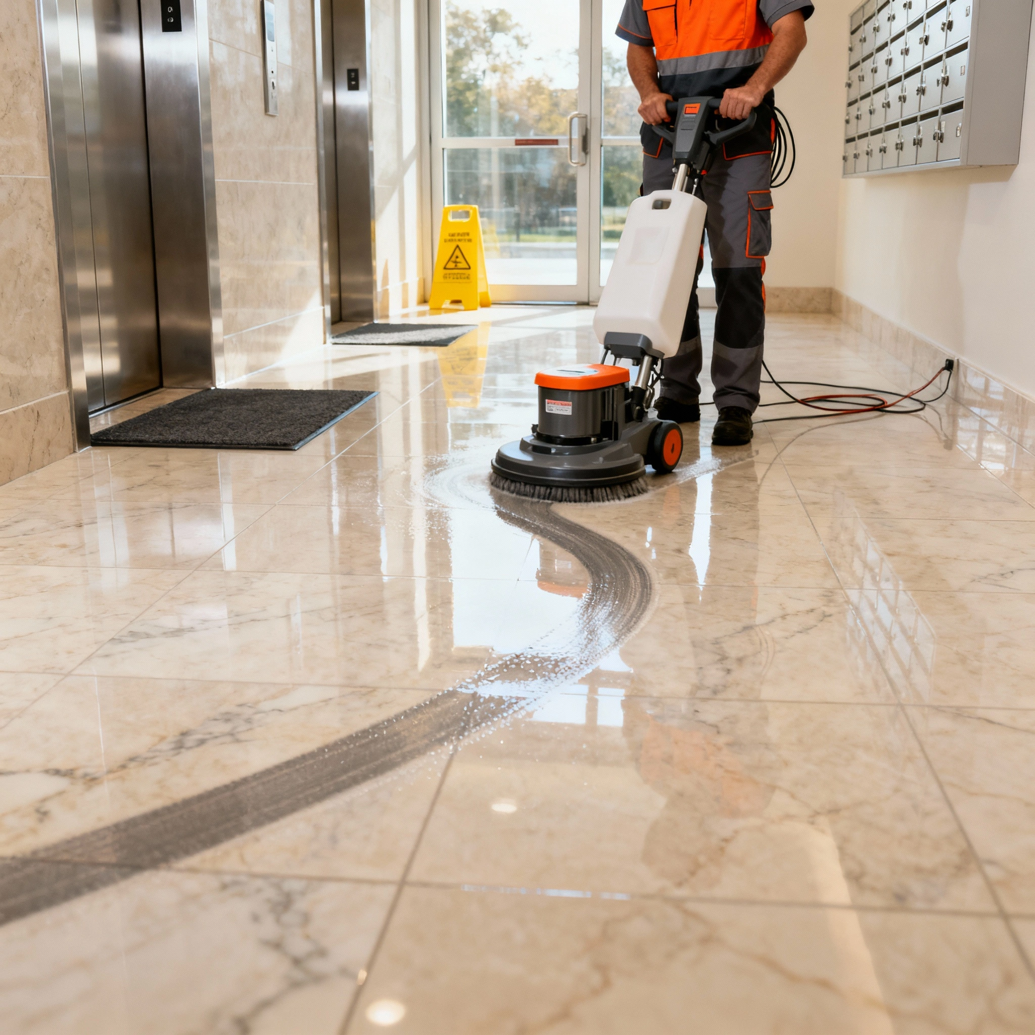 Yer Silme Makinesi ile apartman temizliği